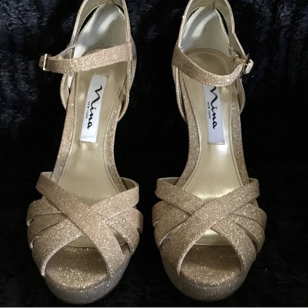 MIA Gold Glitter Platform Stiletto Heels size 5:5